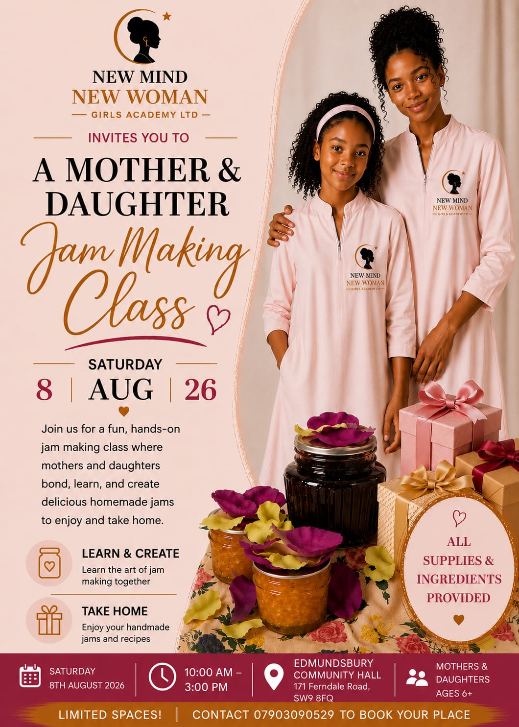 A Mother & Daughter Jam Making Class flyer